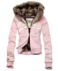 dames abercrombie fitch fur hooded outwear zip lichtrood Style Store gx4d3167